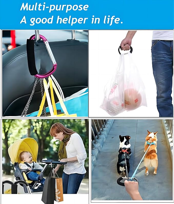 3PCS Stroller Hooks，5.2'' Large Carabiner Clip - Image 2
