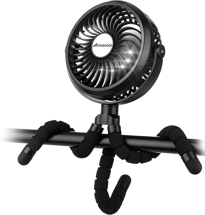 AMACOOL Battery Operated Stroller Fan, Baby Travel Essentials by AMACOOL
