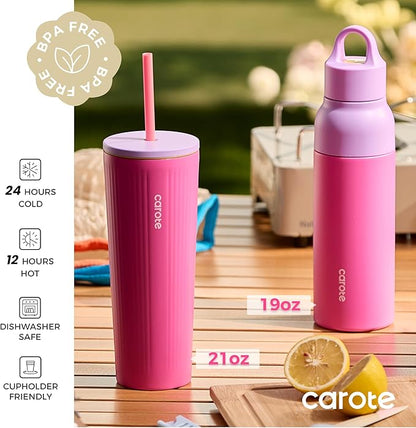 CAROTE 19 oz One-Click Open Insulated Water Bottle & 21 oz Tumblers - Image 2
