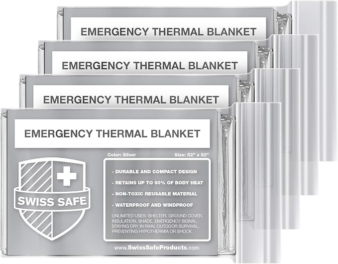 Swiss Safe 4 Pack Mylar Emergency Blankets by SwissSafe