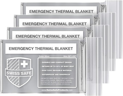 Swiss Safe 4 Pack Mylar Emergency Blankets by SwissSafe