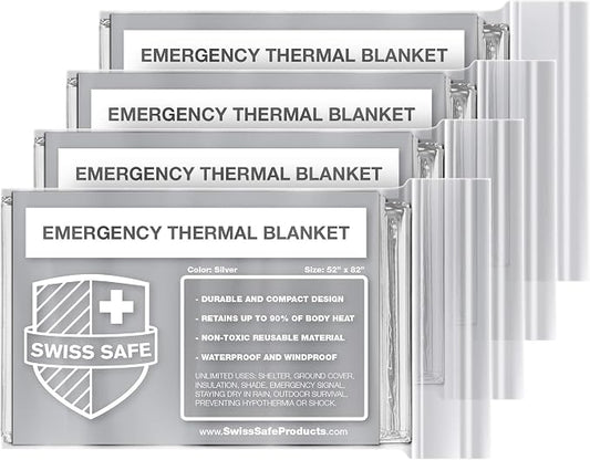 Swiss Safe 4 Pack Mylar Emergency Blankets by SwissSafe