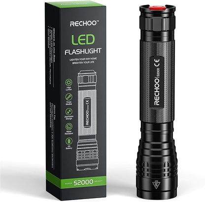 RECHOO S2000 LED Flashlight High Lumens, Super Bright, Mid-Size Tactical by RECHOO