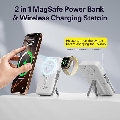 Magnetic Portable Charger Built-in Cables, 10000mAh Fast Charging Wireless - Image 2