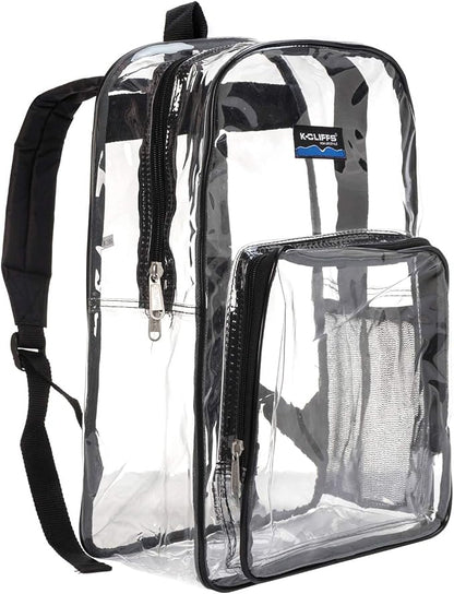 K-Cliffs Large Transparent Backpack Clear Heavy Duty School Bag Durable Student by K-Cliffs