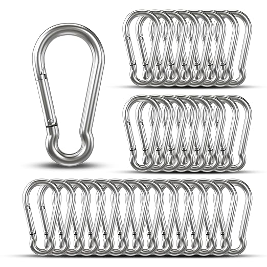 Small Carabiner Clip Hooks, Galvanized Iron Spring Snap Hook Fits Camping Hiking by KINLINK