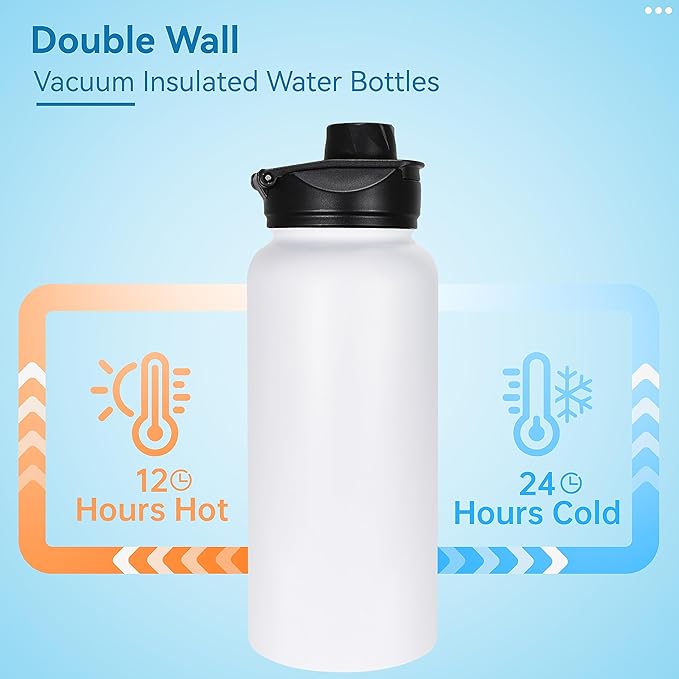 VEGOND 32 oz Insulated Water Bottle Bulk Stainless Steel Metal Water Bottles - Image 3