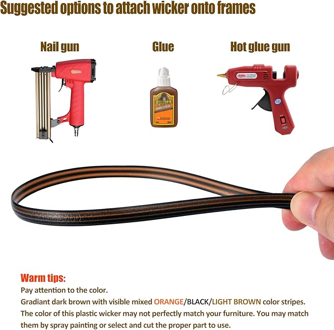480 Ft Wicker Repair Kit, Plastic Wicker Repair Supplies, Gradient Dark Brown - Image 6