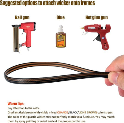 480 Ft Wicker Repair Kit, Plastic Wicker Repair Supplies, Gradient Dark Brown - Image 6