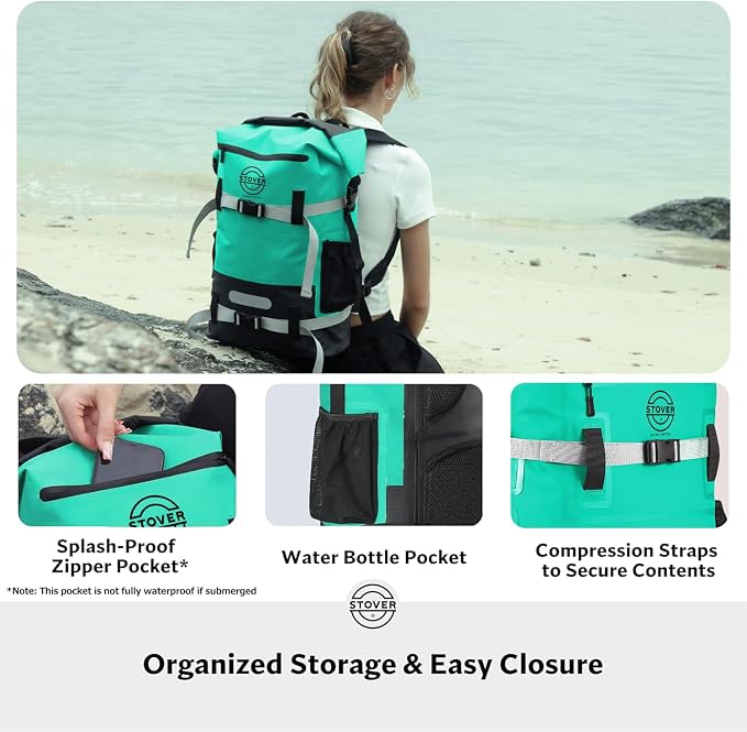 STOVER 5/10/25/30/40/55L Waterproof Dry Bag- Roll-Top Backpack w/Phone Case- - Image 7