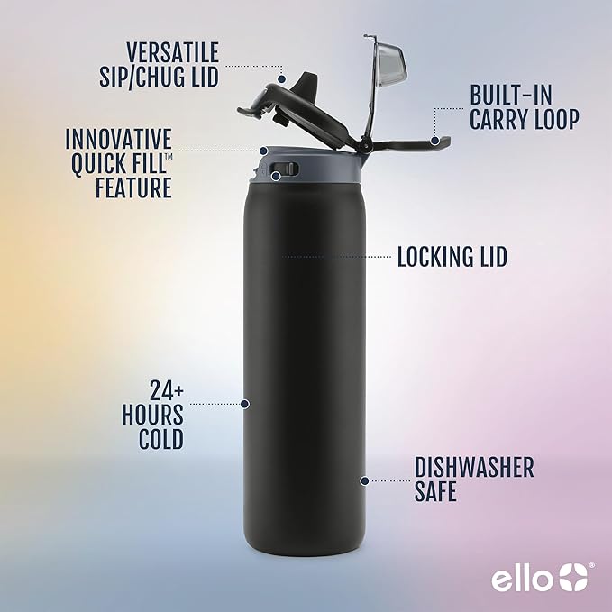 Ello Pop & Fill 22oz Stainless Steel Water Bottle - Image 3