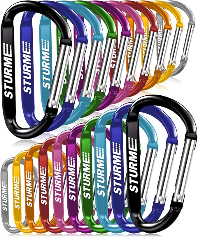 20pcs 2.7" Carabiner Clip Durable Carabeaner Hooks Small Carabiner D Clip by STURME
