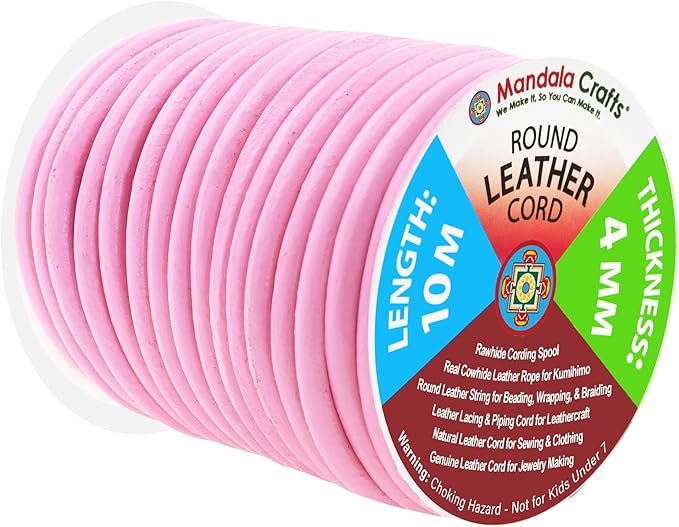 Mandala Crafts Round Genuine Pink Leather Cord by MandalaCrafts