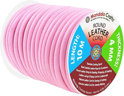 Mandala Crafts Round Genuine Pink Leather Cord by MandalaCrafts