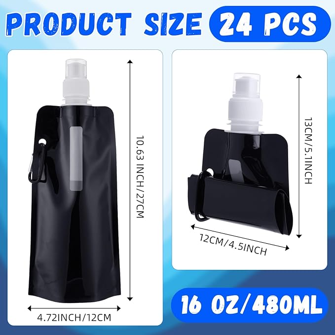 Teenyyou 24 Pack Collapsible Water Bottles Bulk 16oz Foldable Water Bottles - Image 2