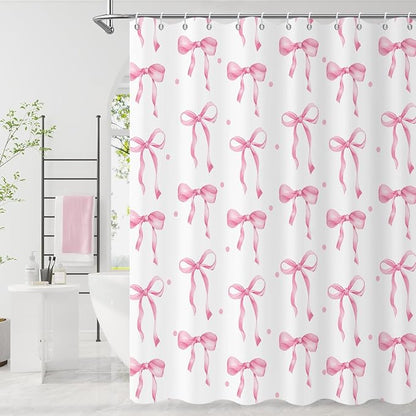 Pink Bow Shower Curtain by Caheansi