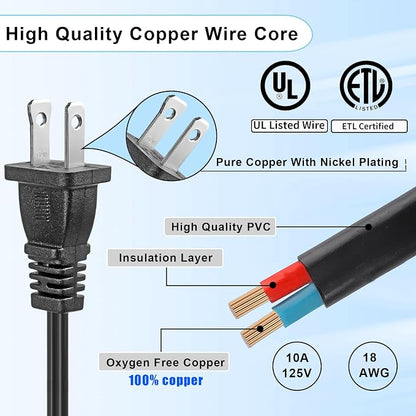 3 FT Extension Cord, 2-Prong Small and Thin Extension Cords Male-Female Power - Image 2