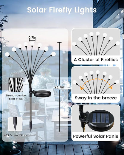 OZS 6 Pack Total 48 LED Solar Firefly Lights Fairy Outdoor - Image 5
