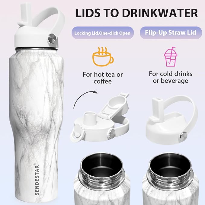 SENDESTAR 40oz Stainless Steel Water Bottle, Double Wall Vacuum Insulated Bottle - Image 5