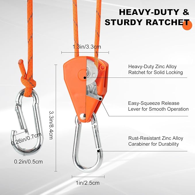 Longer 14ft Retractable Paracord Rope Tie Down Ratchet Strap Small Straps Mini - Image 5