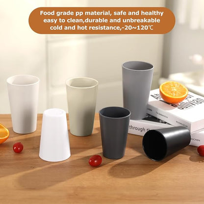 24 Pcs Unbreakable Plastic Cups Set, 14 oz Reusable Plastic Cups, Stackable - Image 4