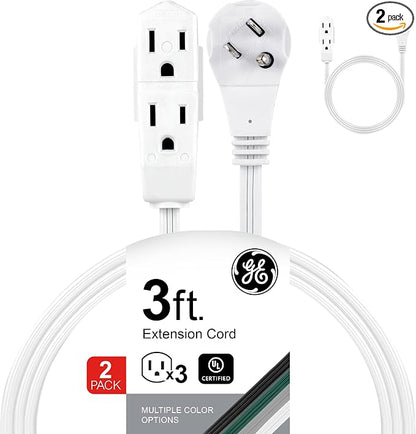 GE 3-Outlet Flat Extension Cord 3 Ft Grounded Extension Cord by GE