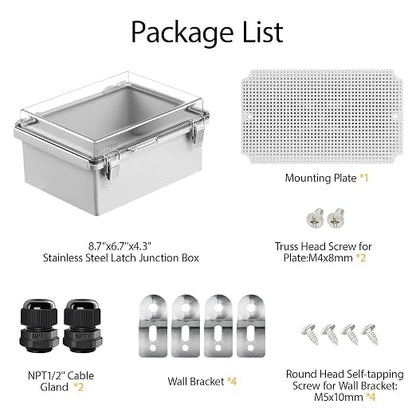 LeMotech Electrical Box, IP67 Waterproof Hinged Clear Cover Stainless Steel - Image 9