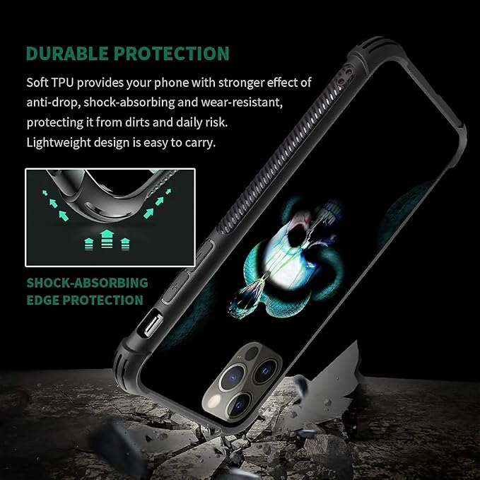 for iPhone 11 Pro Max Case, Skeleton Winding Snake Pattern Graphic Design Girl - Image 7