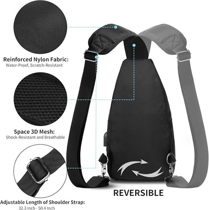 AMJ Crossbody Sling Bag Men Women, Casual Shoulder Backpack, Chest Daypack - Image 4