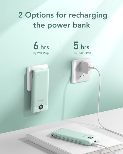 VEGER Portable Charger with Built-in AC Plug and Cables, All in One 10000mAh - Image 5