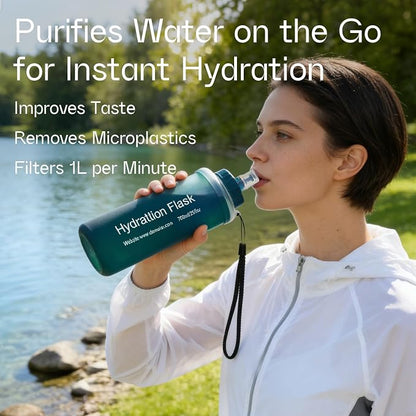GUYI 1.0L Collapsible Water Filter Bottle, Removes Impurities, BPA Free - Image 4