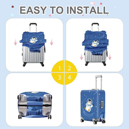 ANNA QUEEN Astronaut Penguin Luggage Cover, Cute Space Penguin Design Suitcase - Image 6