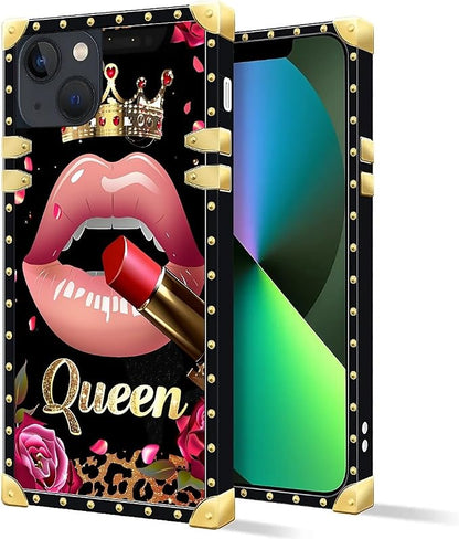 Compatible with iPhone 13 Case, Glitter Red Rose Queen Leopard Lipstick Luxury - Image 2