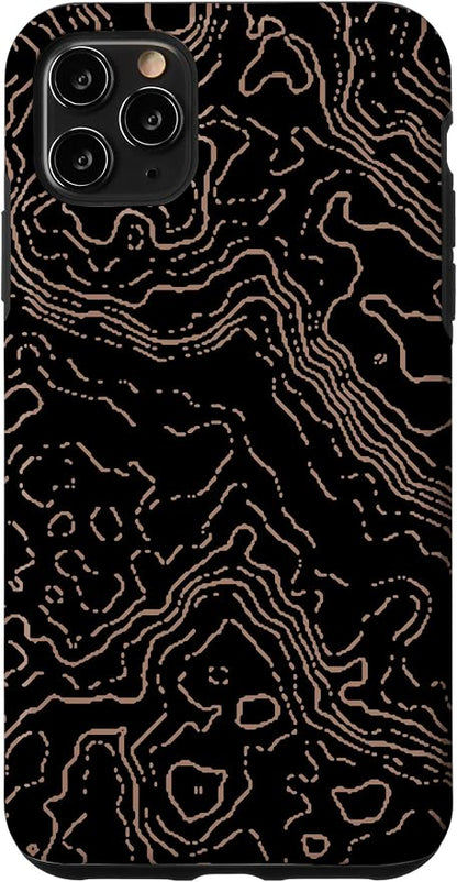 Topography Black & Brown Abstract Pattern Topographic Map Case by Unknown