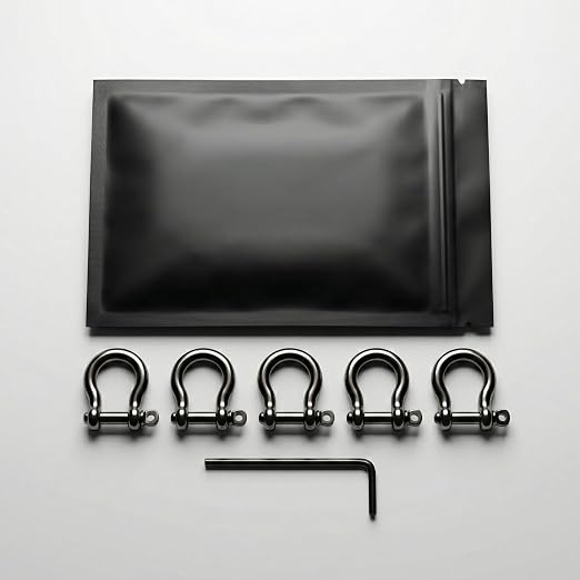 Matte Grey 5/32" Bow Shackle, 5 Pack - Image 7