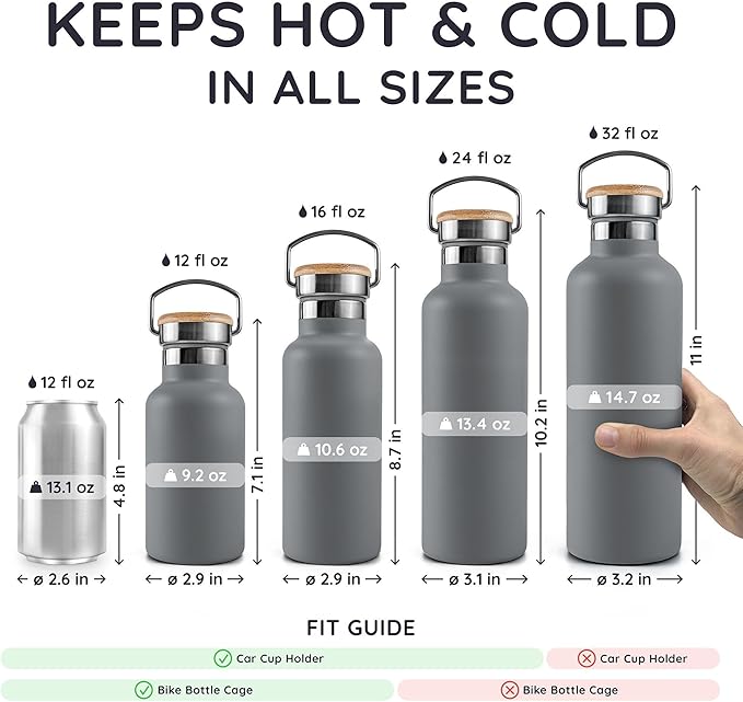 Bambaw Stainless Steel Water Bottle, 32 oz Water Bottles Insulated, - Image 5