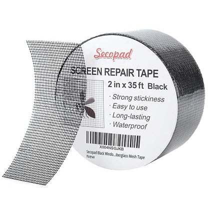 Secopad Black Window Screen Repair Tape, 2IN X 35FT Screen Repair Kit by Secopad