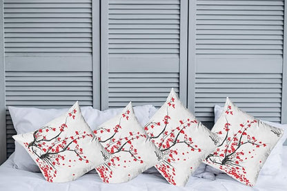 Ambesonne Nature Throw Pillow Cushion Case Pack of 4, Sakura Blossom Japanese - Image 2