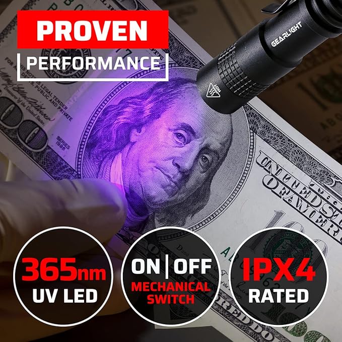 GearLight UV Flashlight S50-365 nm Mini Blacklight Ultraviolet Pen Flashlights - Image 4