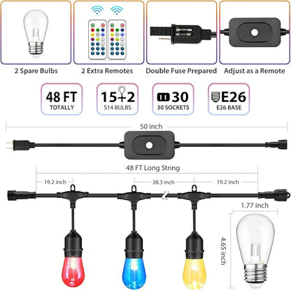 Larkvue 48FT RGBW Outdoor String Lights - Image 4