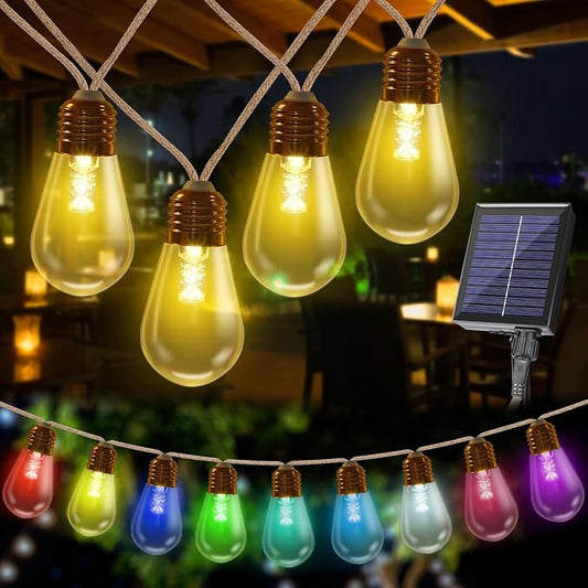 Colors Changing Solar String Lights Outdoor, 20Ft Vintage Rope Hemp Color by Jnaurb
