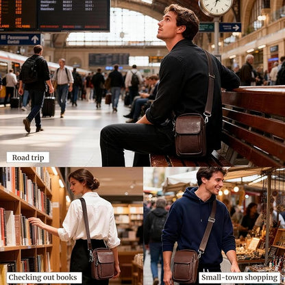 Augus Leather Small Messenger Bag - Image 2