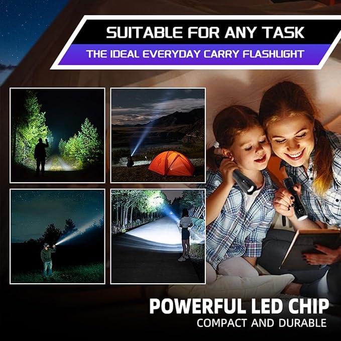 6 Pack LED Rechargeable Flashlight, Super Bright Small Mini Camping Flashlights - Image 6