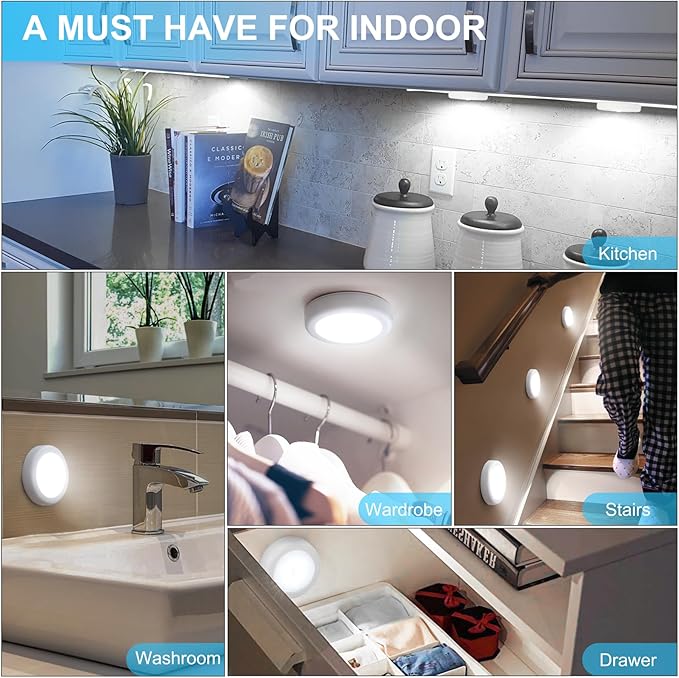 Mlambert 4 Pack Motion Sensor LED Night Light, Cordless Battery-Powered - Image 6