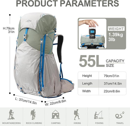 IX INOXTO 55L Internal Frame Waterproof Hiking Camping Backpack - Image 2