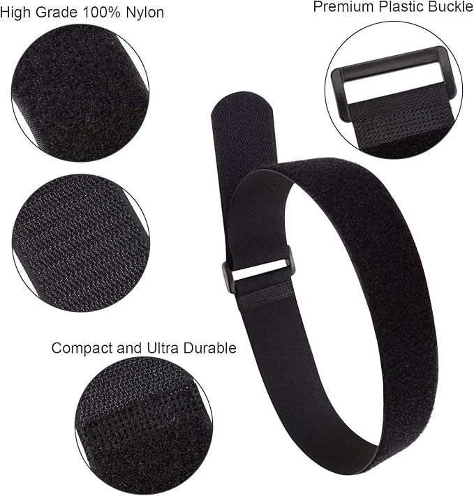1.5 x 24 Inch Hook and Loop Cable Tie, 12 Pack Heavy Duty Adjustable Fastening - Image 4