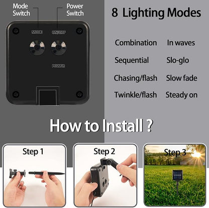 Selarlyt 2 Pack Solar Christmas Lights Outdoor, 72FT 200 LED Solar String Lights - Image 5