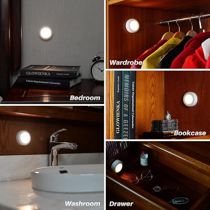 STAR-SPANGLED Push Tap Light, 2.8” Mini Night Touch LED Puck Lamp, Portable - Image 7
