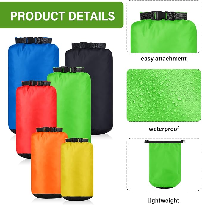 6 Pcs Waterproof Dry Bag Sack Lightweight Outdoor Dry Bags 35 L, 20 L, 15 L - Image 3