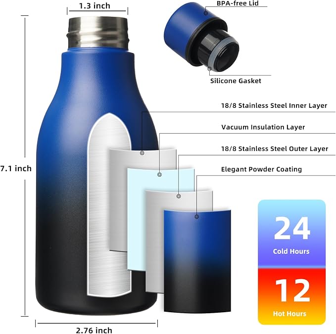 BJPKPK Insulated Water Bottles, 12oz Stainless Steel Metal Water Bottle - Image 3